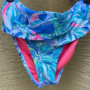 🌸 Lilly Pulitzer Lagoon Sarong Bikini Bottom in Bennett Blue Celestial S…